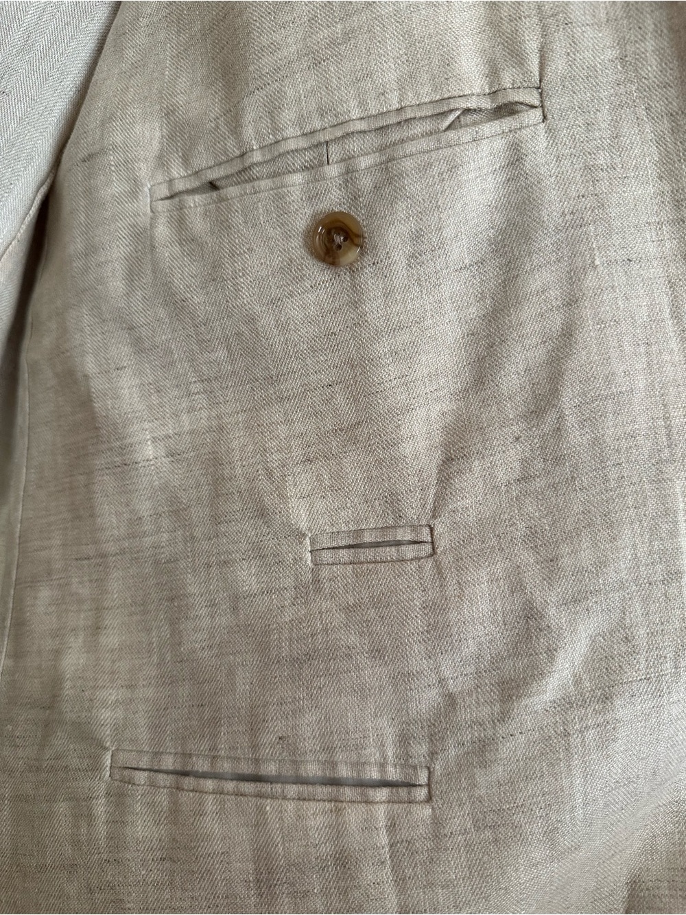 Men’s J. Crew Khaki Wheat Linen Blazer, Size L - Picture 4 of 5